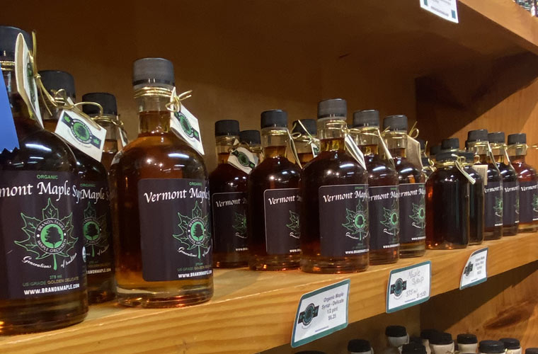 Photo of Branon Maple Syrup on a wooden shelf