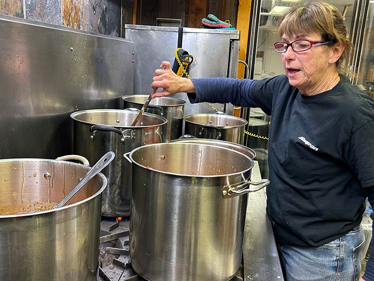 Photo of Cecile Branon making maple goodies